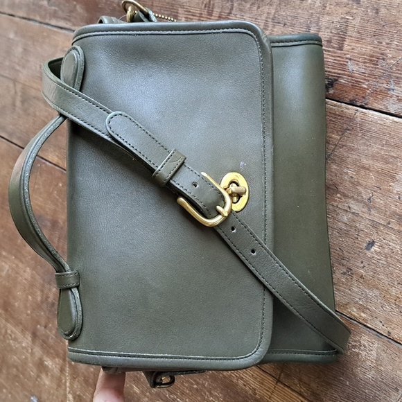 Coach Handbags - Coach Olive Green Leather Crossbody Satchel